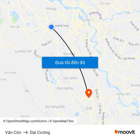 Vân Côn to Đại Cường map