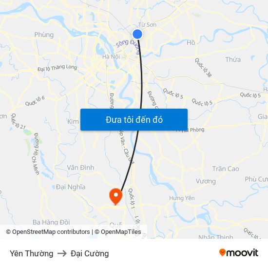 Yên Thường to Đại Cường map