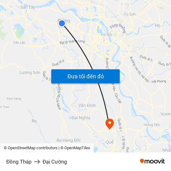 Đồng Tháp to Đại Cường map