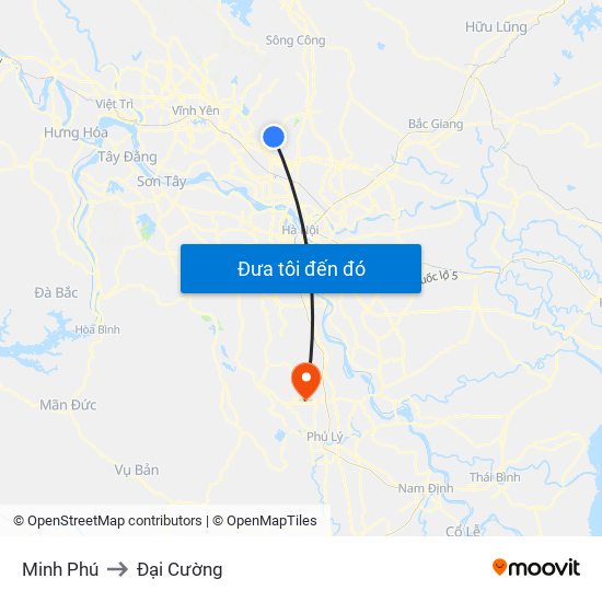 Minh Phú to Đại Cường map