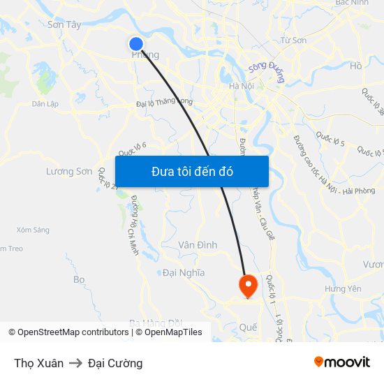 Thọ Xuân to Đại Cường map