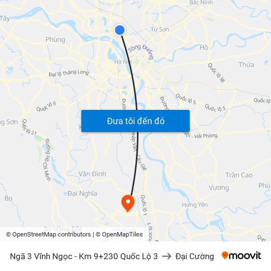 Ngã 3 Vĩnh Ngọc - Km 9+230 Quốc Lộ 3 to Đại Cường map