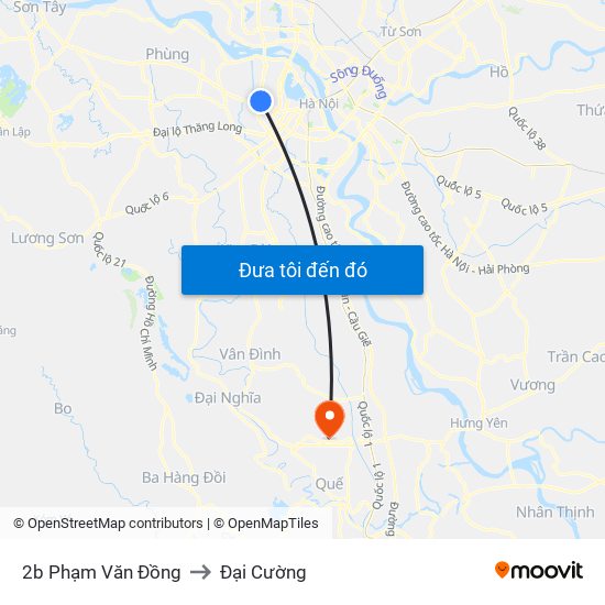 2b Phạm Văn Đồng to Đại Cường map