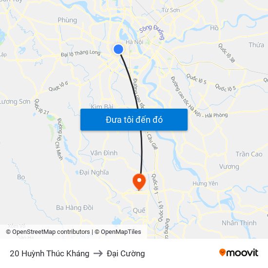 20 Huỳnh Thúc Kháng to Đại Cường map