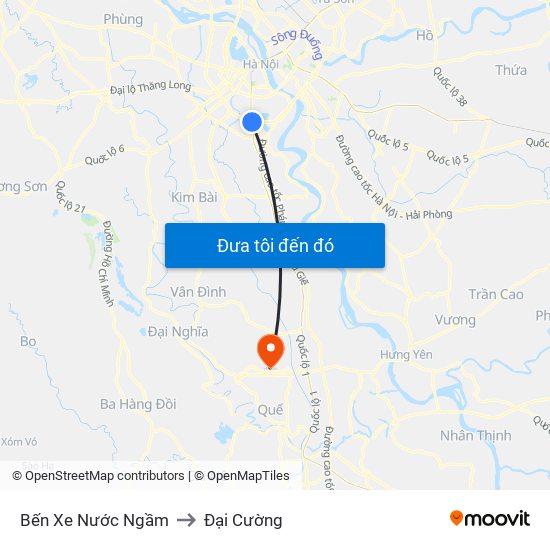 Bến Xe Nước Ngầm to Đại Cường map