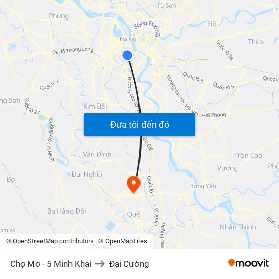 Chợ Mơ - 5 Minh Khai to Đại Cường map