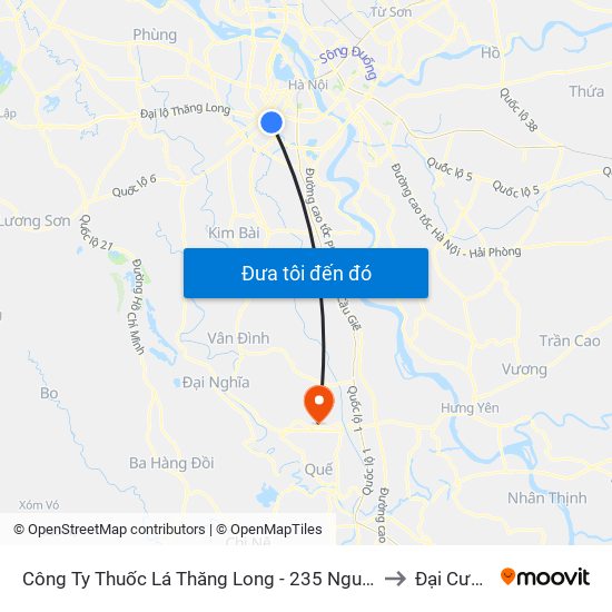 Công Ty Thuốc Lá Thăng Long - 235 Nguyễn Trãi to Đại Cường map