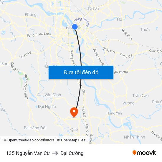 135 Nguyễn Văn Cừ to Đại Cường map
