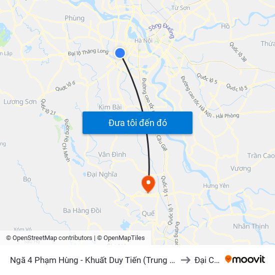 Ngã 4 Phạm Hùng - Khuất Duy Tiến (Trung Tâm Hội Nghị Quốc Gia) to Đại Cường map