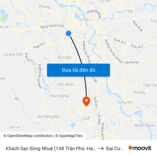 Khách Sạn Sông Nhuệ (148 Trần Phú- Hà Đông) to Đại Cường map