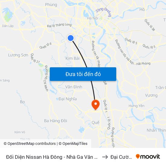Đối Diện Nissan Hà Đông - Nhà Ga Văn Khê to Đại Cường map