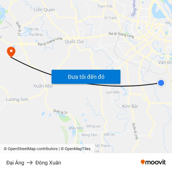 Đại Áng to Đông Xuân map