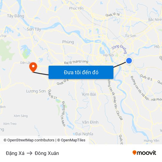 Đặng Xá to Đông Xuân map