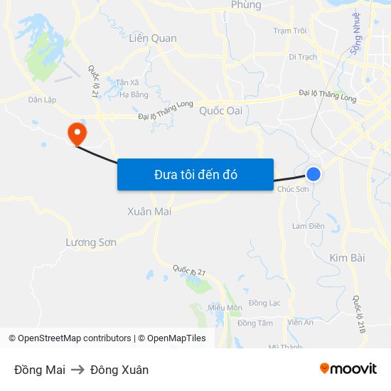 Đồng Mai to Đông Xuân map