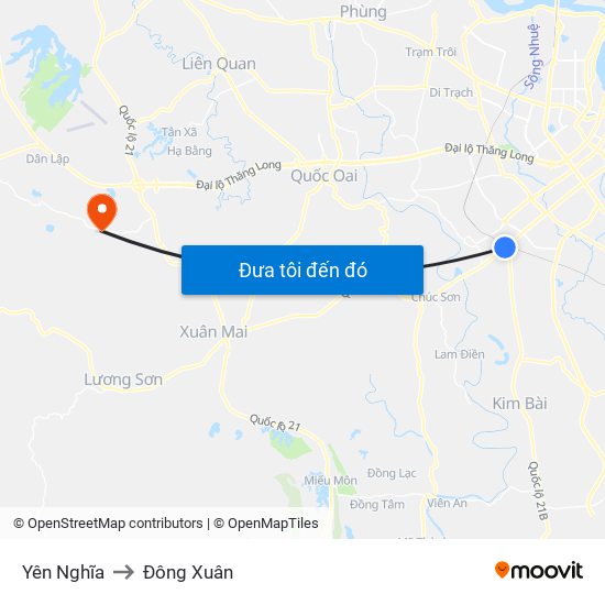 Yên Nghĩa to Đông Xuân map