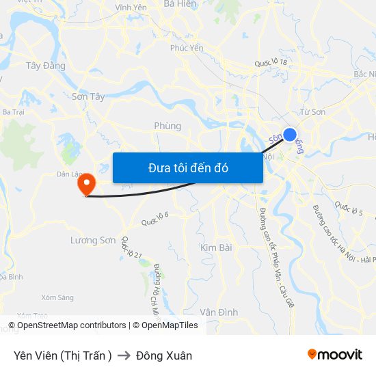 Yên Viên (Thị Trấn ) to Đông Xuân map