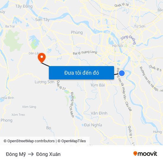 Đông Mỹ to Đông Xuân map