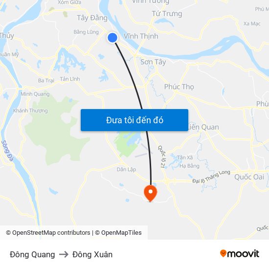 Đông Quang to Đông Xuân map