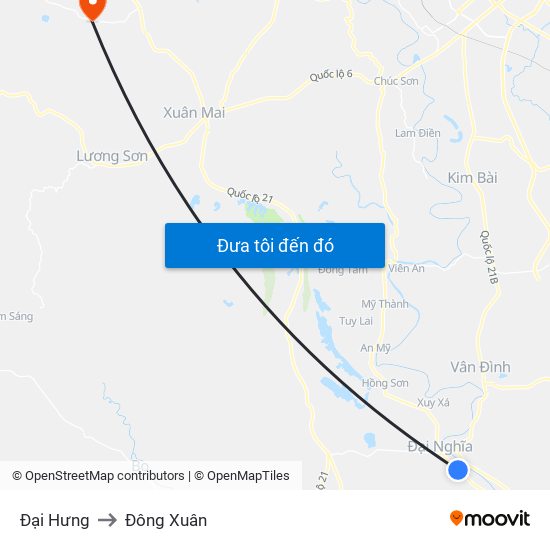 Đại Hưng to Đông Xuân map