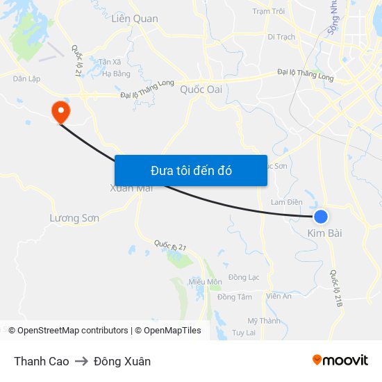 Thanh Cao to Đông Xuân map