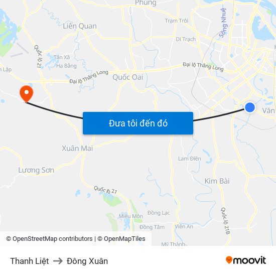 Thanh Liệt to Đông Xuân map