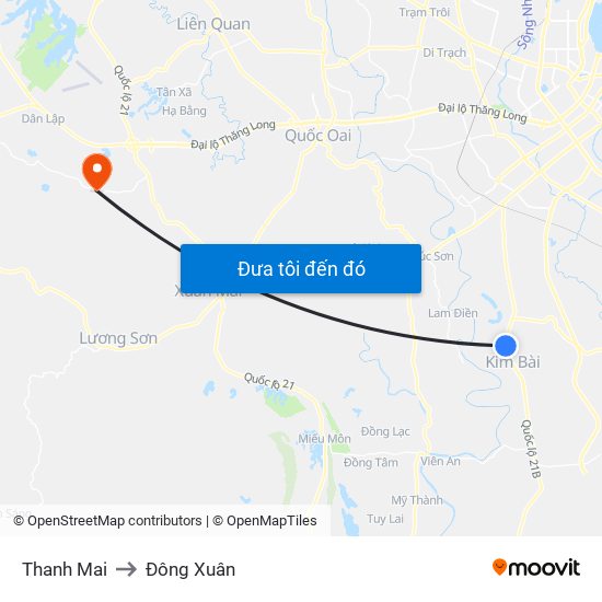 Thanh Mai to Đông Xuân map