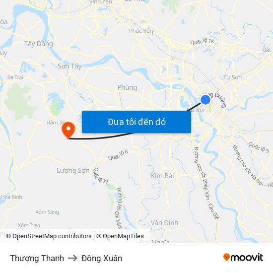 Thượng Thanh to Đông Xuân map