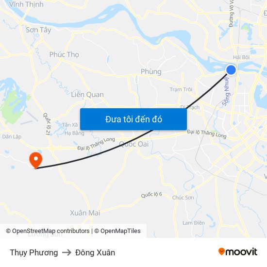 Thụy Phương to Đông Xuân map