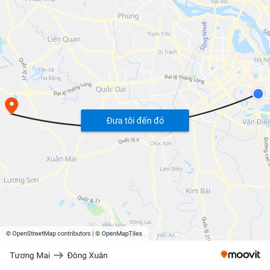 Tương Mai to Đông Xuân map