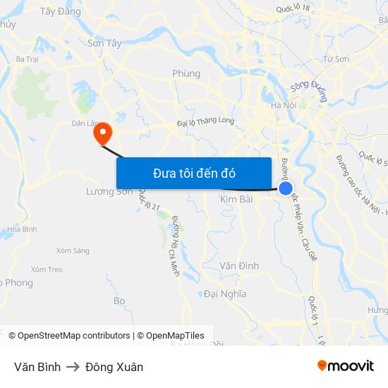 Văn Bình to Đông Xuân map