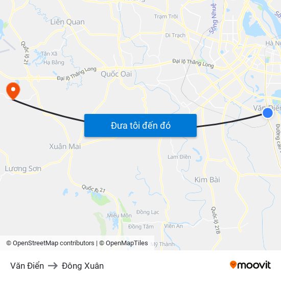 Văn Điển to Đông Xuân map