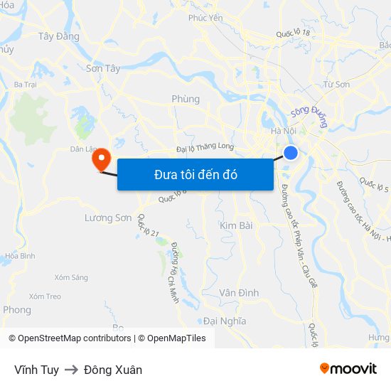 Vĩnh Tuy to Đông Xuân map