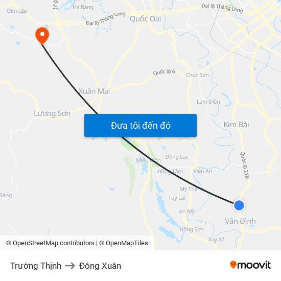 Trường Thịnh to Đông Xuân map