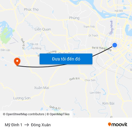 Mỹ Đình 1 to Đông Xuân map