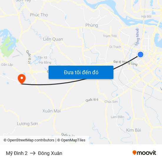 Mỹ Đình 2 to Đông Xuân map