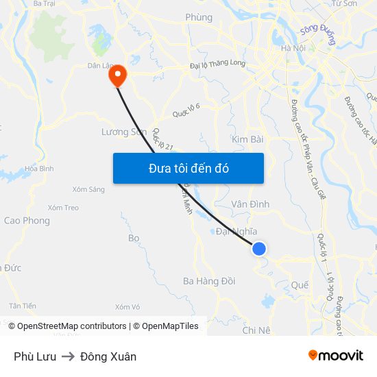 Phù Lưu to Đông Xuân map