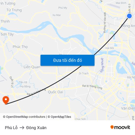 Phù Lỗ to Đông Xuân map