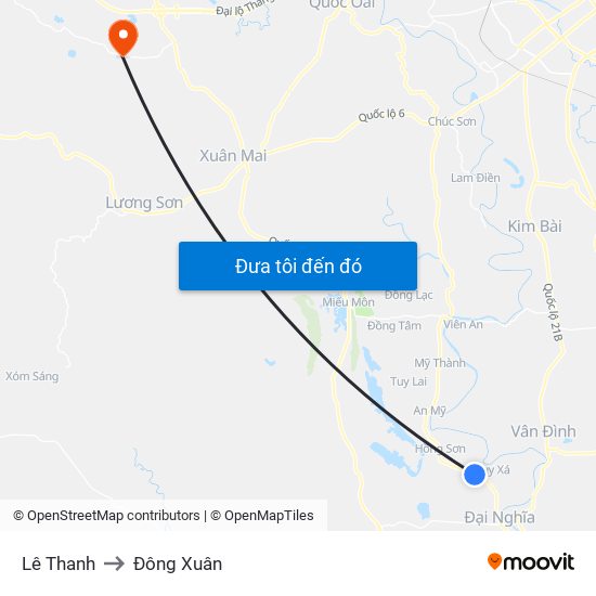 Lê Thanh to Đông Xuân map