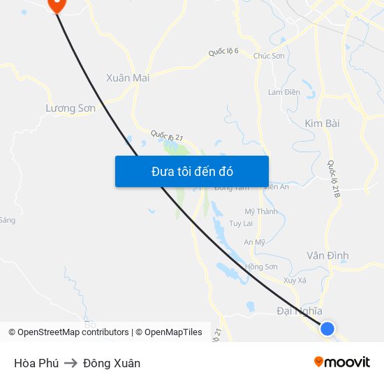 Hòa Phú to Đông Xuân map