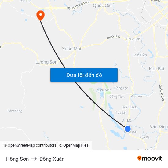 Hồng Sơn to Đông Xuân map