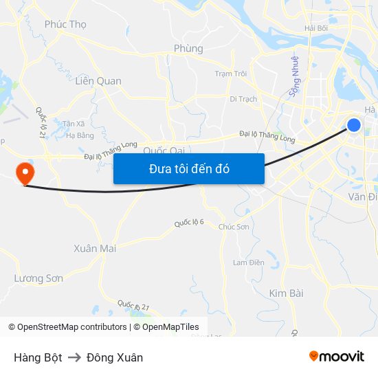 Hàng Bột to Đông Xuân map