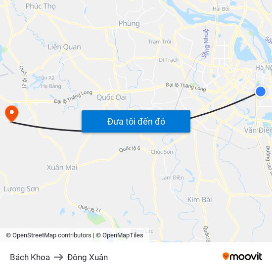 Bách Khoa to Đông Xuân map