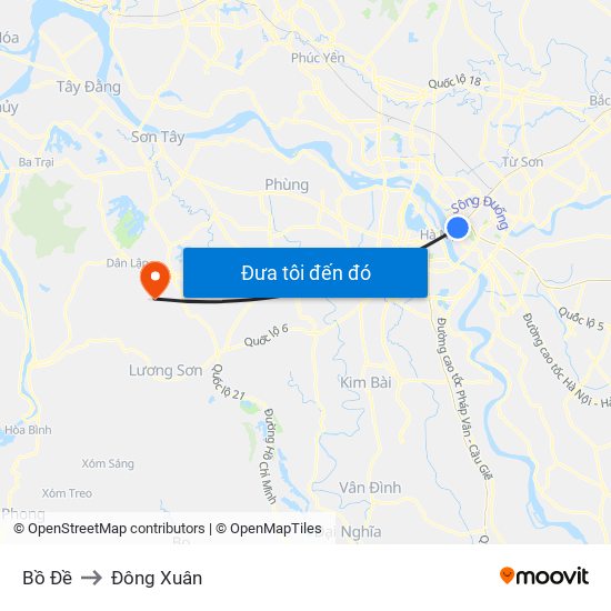 Bồ Đề to Đông Xuân map