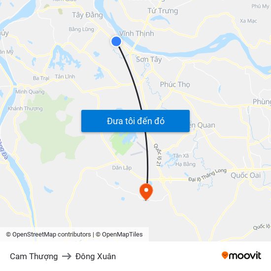 Cam Thượng to Đông Xuân map