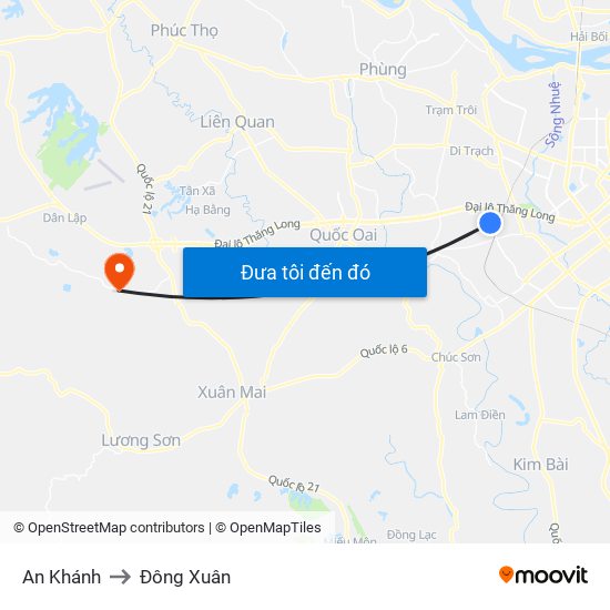 An Khánh to Đông Xuân map