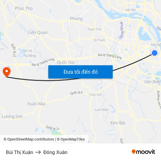 Bùi Thị Xuân to Đông Xuân map