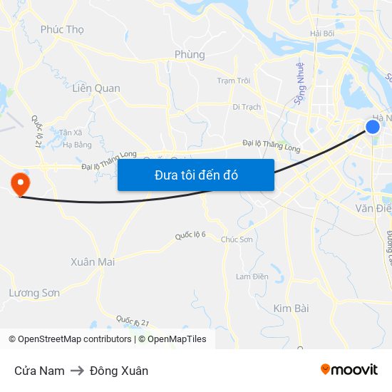 Cửa Nam to Đông Xuân map