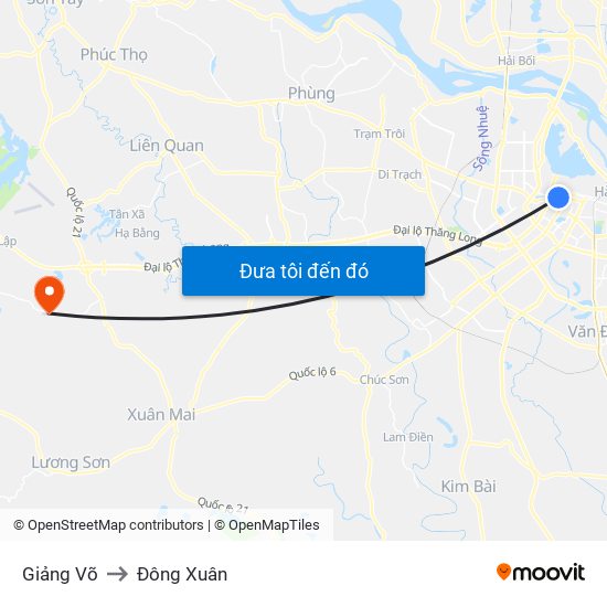 Giảng Võ to Đông Xuân map