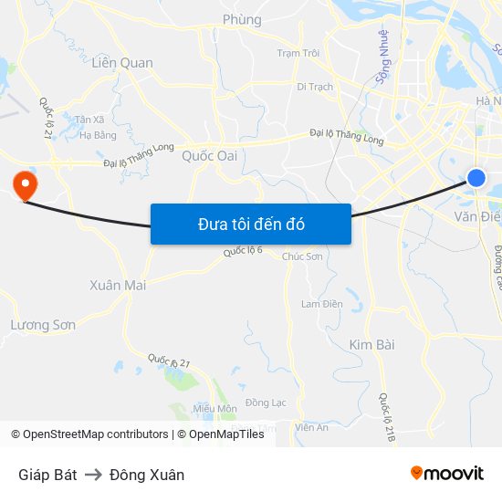 Giáp Bát to Đông Xuân map