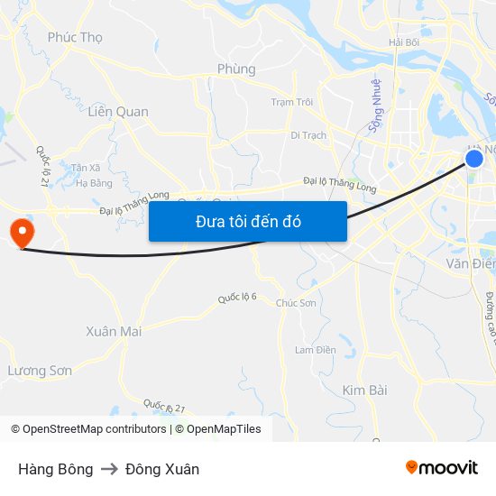 Hàng Bông to Đông Xuân map